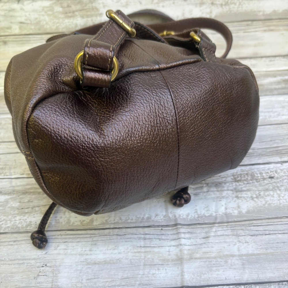 Fossil Mini Backpack Small Bronze Metallic Leather  Boho Bag Travel Casual - Picture 9 of 16